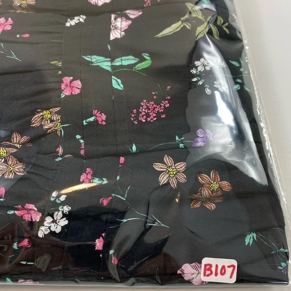 Antthony HSN Black Floral Cottagecore 100%‎ Cotton Tiered Skirt w/Pockets Sz L